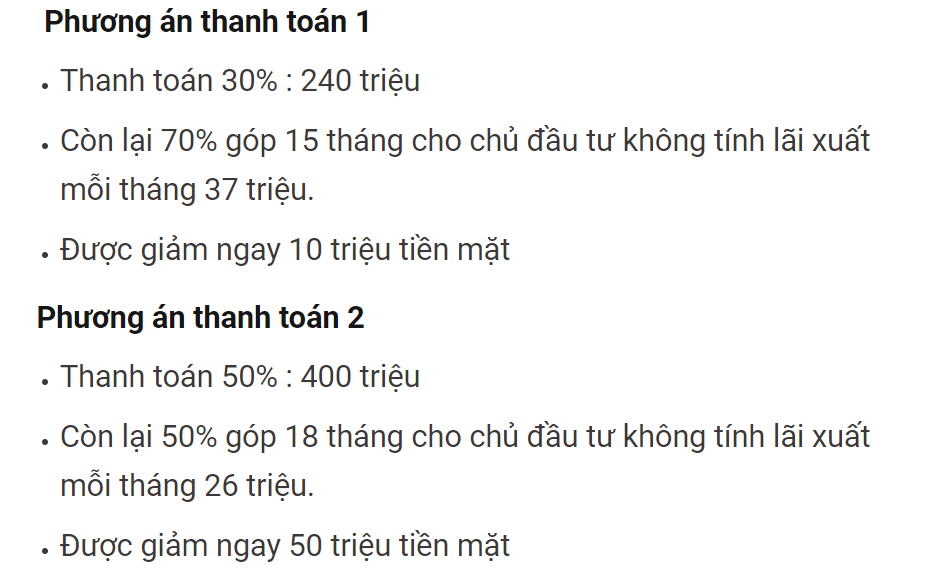 Phương thức thanh toán tại Long Cang New