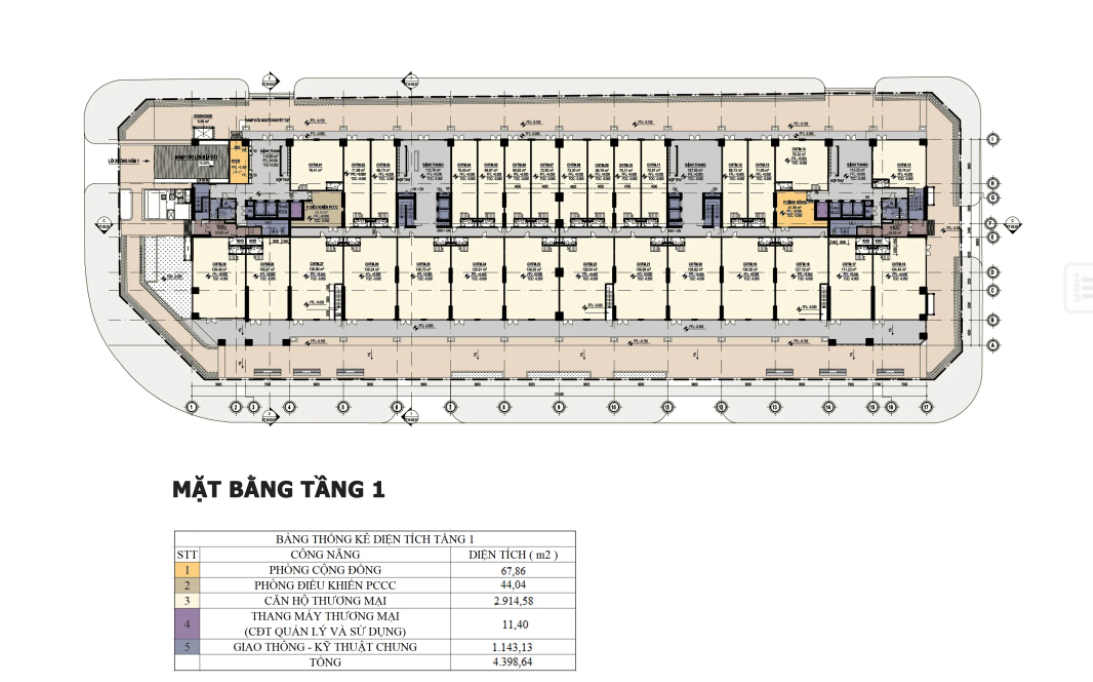 Mặt bằng tầng 1 của dự án Chí Linh Center