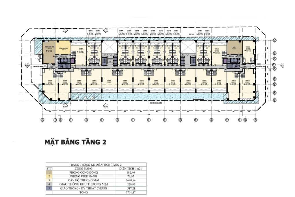 Mặt bằng tầng 2 của dự án Chí Linh Center