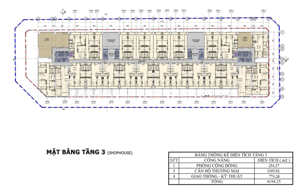 Mặt bằng tầng 3 của dự án Chí Linh Center