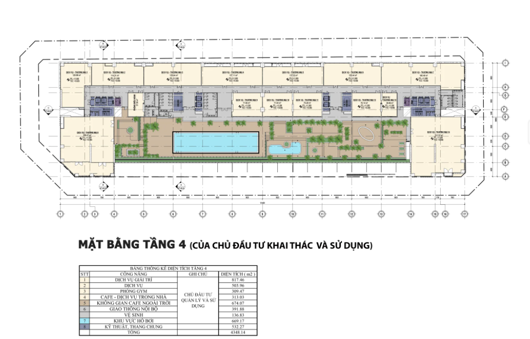 Mặt bằng tầng 4 của dự án Chí Linh Center