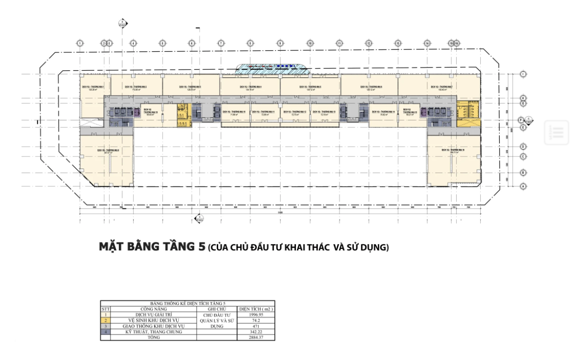 Mặt bằng tầng 5 của dự án Chí Linh Center