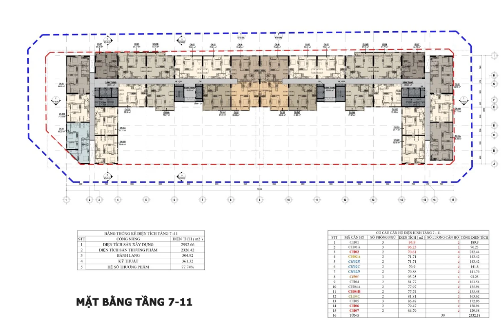 Tầng 7 - 11 của Chí Linh Center