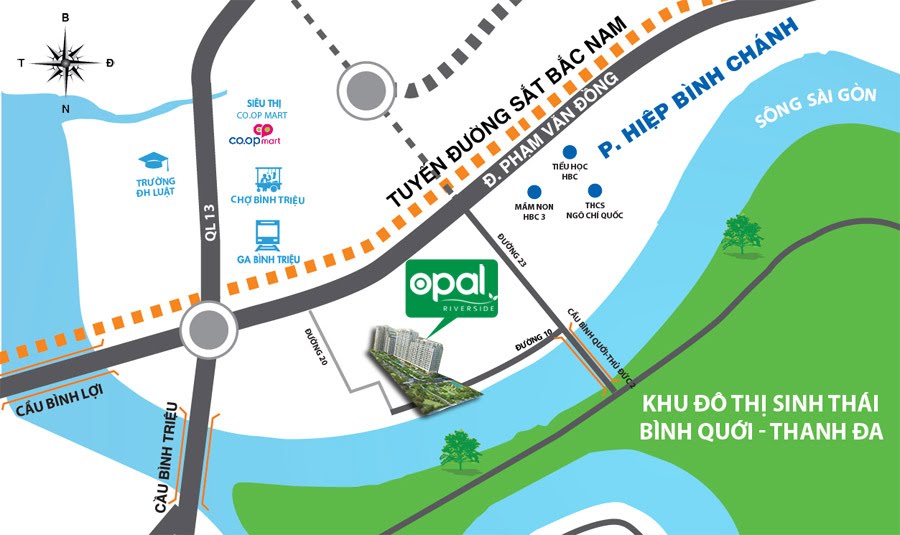 Vị trí dự án căn hộ chung cư Opal Riverside