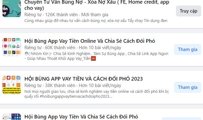 Rất nhiều hội nhóm rủ nhau "bùng nợ" vay online